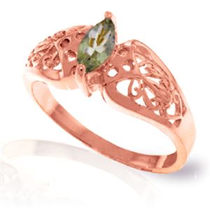 ALARRI 0.2 Carat 14K Solid Rose Gold Filigree Ring Green Amethyst