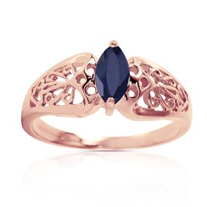 ALARRI 0.2 Carat 14K Solid Rose Gold Filigree Ring Natural Sapphire