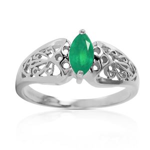 ALARRI 0.2 Carat 14K Solid White Gold Sailing In The Wind Emerald Ring