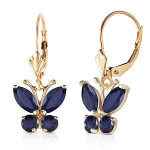 ALARRI 1.24 Carat 14K Solid Gold Butterfly Earrings Sapphire