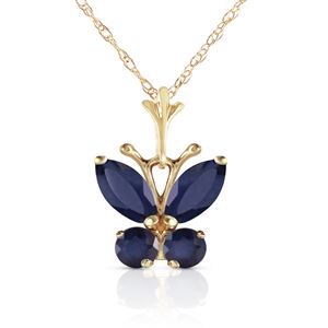 ALARRI 0.6 Carat 14K Solid Gold Butterfly Necklace Natural Sapphire