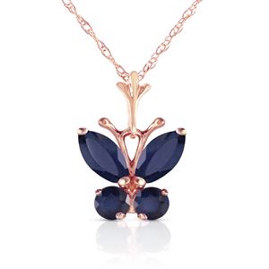 ALARRI 0.6 Carat 14K Solid Rose Gold Butterfly Necklace Natural Sapphire