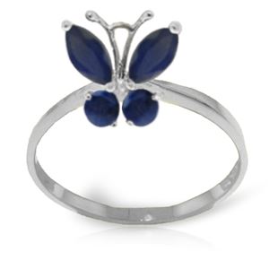 ALARRI 0.6 CTW 14K Solid White Gold Butterfly Ring Natural Sapphire