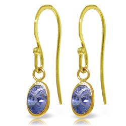 ALARRI 1 Carat 14K Solid Gold Fish Hook Earrings Tanzanite