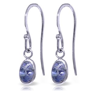 ALARRI 1 Carat 14K Solid White Gold Fish Hook Earrings Tanzanite