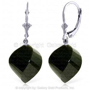 ALARRI 31 Carat 14K Solid White Gold Leverback Earrings Twisted Briolette Black Spinel