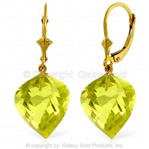 ALARRI 21.5 Carat 14K Solid Gold Leverback Earrings Twisted Briolette Quartz