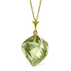 ALARRI 13 CTW 14K Solid Gold Necklace Twisted Briolette Green Amethyst