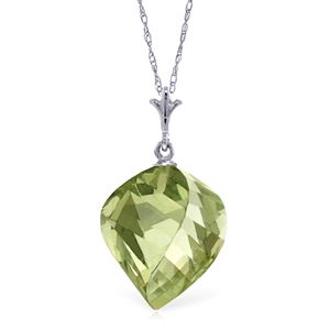 ALARRI 13 CTW 14K Solid White Gold Necklace Twisted Briolette Green Amethyst