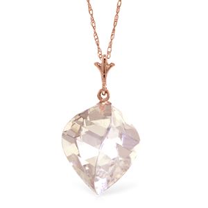 ALARRI 12.8 Carat 14K Solid Rose Gold Necklace Twisted Briolette White Topaz