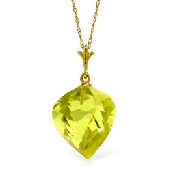 ALARRI 10.75 Carat 14K Solid Gold Necklace Twisted Briolette Lemon Quartz