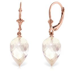 ALARRI 24.5 CTW 14K Solid Rose Gold Pointy Briolette Drop White Topaz Earrings