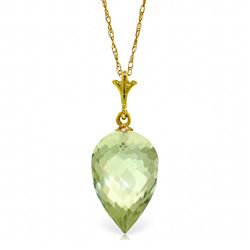 ALARRI 9.5 CTW 14K Solid Gold Necklace Pointy Briolette Drop Green Amethyst