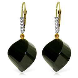 ALARRI 31.15 Carat 14K Solid Gold Earrings Diamond Briolette Black Spinel