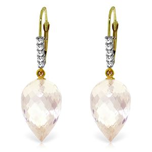 ALARRI 24.65 CTW 14K Solid Gold Drop Briolette White Topaz Diamond Earrings