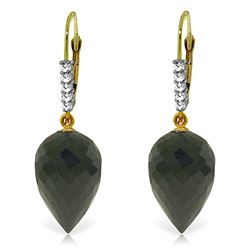 ALARRI 24.65 Carat 14K Solid Gold Briolette Black Spinel Diamond Earrings