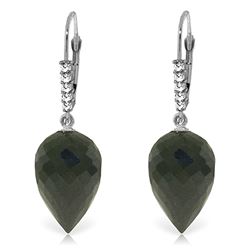 ALARRI 24.65 Carat 14K Solid White Gold Briolette Black Spinel Diamond Earrings