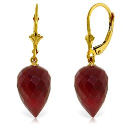 ALARRI 26.1 Carat 14K Solid Gold Drop Briolette Ruby Earrings