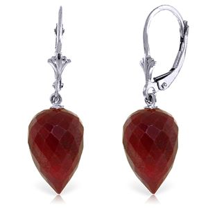 ALARRI 26.1 Carat 14K Solid White Gold Drop Briolette Ruby Earrings