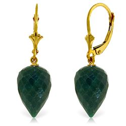 ALARRI 25.7 Carat 14K Solid Gold Drop Briolette Emerald Earrings