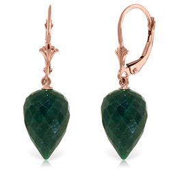 ALARRI 25.7 Carat 14K Solid Rose Gold Drop Briolette Emerald Earrings