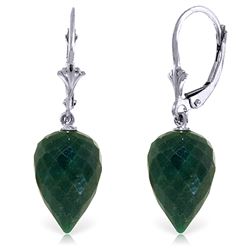 ALARRI 25.7 CTW 14K Solid White Gold Drop Briolette Emerald Earrings