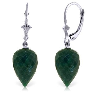 ALARRI 25.7 CTW 14K Solid White Gold Drop Briolette Emerald Earrings