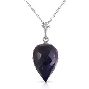 ALARRI 12.9 Carat 14K Solid White Gold Necklace Pointy Briolette Drop Sapphire