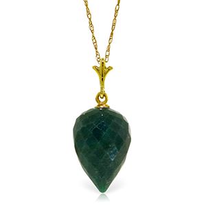 ALARRI 12.9 Carat 14K Solid Gold Necklace Pointy Briolette Drop Emerald