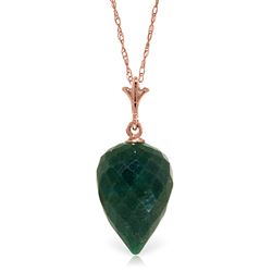 ALARRI 12.9 CTW 14K Solid Rose Gold Necklace Pointy Briolette Drop Emerald