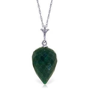 ALARRI 12.9 Carat 14K Solid White Gold Necklace Pointy Briolette Drop Emerald