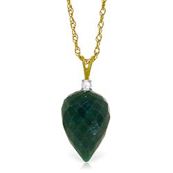 ALARRI 12.95 Carat 14K Solid Gold Necklace Diamond Briolette Emerald