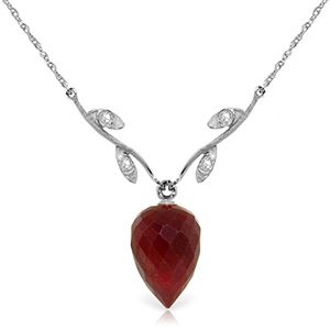 ALARRI 13.02 Carat 14K Solid White Gold Must Embark Ruby Diamond Necklace