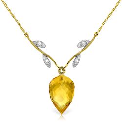 ALARRI 9.52 Carat 14K Solid Gold Necklace Diamond Briolette Citrine