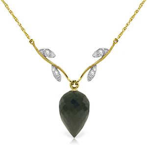 ALARRI 12.27 Carat 14K Solid Gold Necklace Diamond Briolette Black Spinel