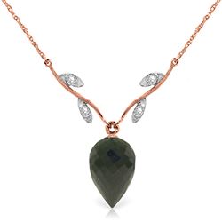 ALARRI 12.27 Carat 14K Solid Rose Gold Necklace Diamond Briolette Black Spinel