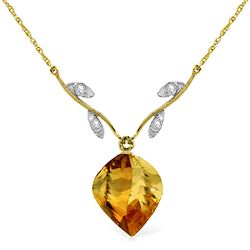 ALARRI 11.77 Carat 14K Solid Gold Necklace Diamond Twisted Briolette Citrine