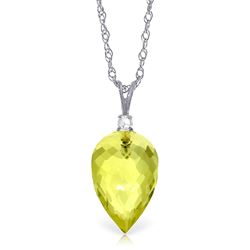 ALARRI 9.05 Carat 14K Solid White Gold Lemonade Time Lemon Quartz Diamond Necklace