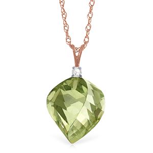 ALARRI 13.05 CTW 14K Solid Rose Gold Spiral Green Amethyst Diamond Necklace