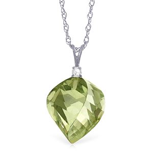 ALARRI 13.05 Carat 14K Solid White Gold Boundless Drop Green Amethyst Necklace