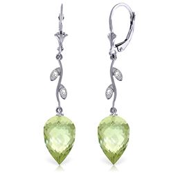 ALARRI 19.02 Carat 14K Solid White Gold Diamond Drop Green Amethyst Earrings