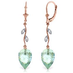 ALARRI 22.52 Carat 14K Solid Rose Gold Diamond Drop Blue Topaz Earrings