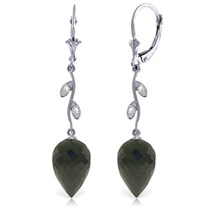 ALARRI 24.52 CTW 14K Solid White Gold Diamond Drop Black Spinel Earrings