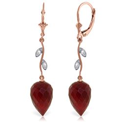 ALARRI 26.12 CTW 14K Solid Rose Gold Diamond Drop Ruby Earrings