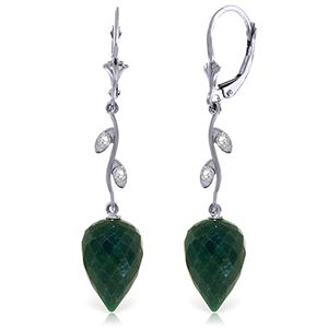 ALARRI 25.72 Carat 14K Solid White Gold Diamond Drop Emerald Earrings