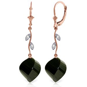 ALARRI 31.02 Carat 14K Solid Rose Gold Diamond Spiral Black Spinel Earrings