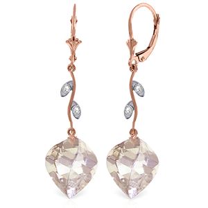ALARRI 25.62 Carat 14K Solid Rose Gold Diamond Spiral White Topaz Earrings