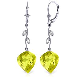 ALARRI 21.52 CTW 14K Solid White Gold Diamond Spiral Lemon Quartz Earrings