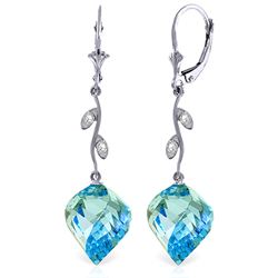 ALARRI 27.82 Carat 14K Solid White Gold Diamond Spiral Blue Topaz Earrings