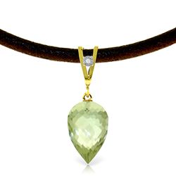 ALARRI 9.51 CTW 14K Solid Gold Savoire Faire Green Amethyst Necklace